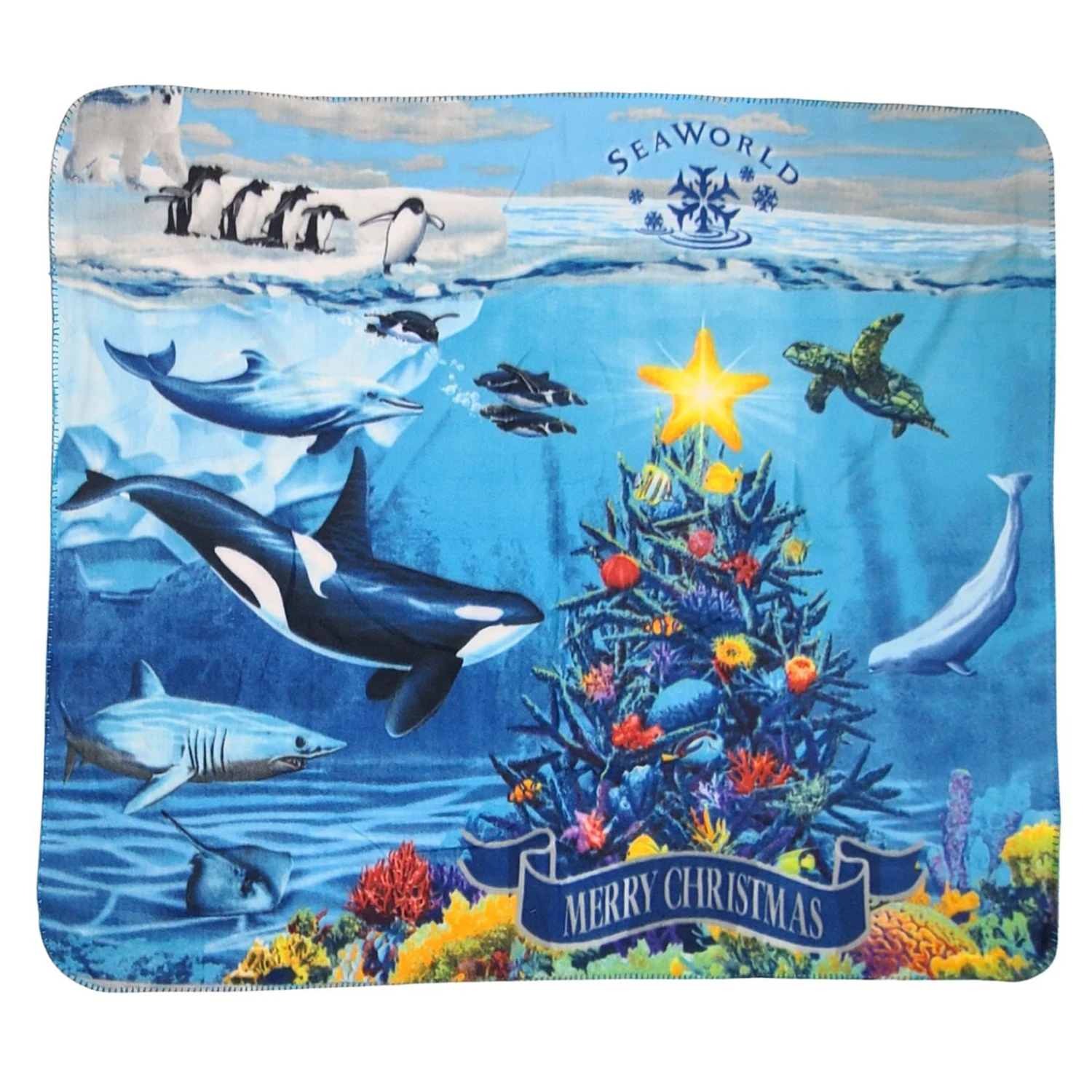 SeaWorld Throw Blanket - Fleece Christmas Celebration - Sea Life 1 SeaWorld Throw Blanket - Fleece Christmas Celebration - Sea Life