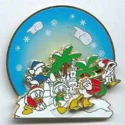 Disney Christmas Pin - Donald Duck And Nephews - Snow Ball Fight