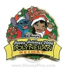 Disney Resort Christmas Wreath Pin - Polynesian Resort