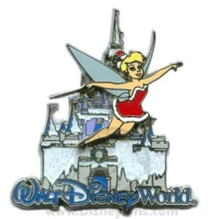 Disney Christmas Pin - Tinker Bell With Holiday Cinderella Castle