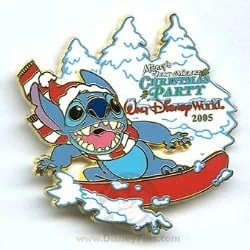 Disney Christmas Party Pin - Snowboarding Stitch 1 Disney Christmas Party Pin - Snowboarding Stitch