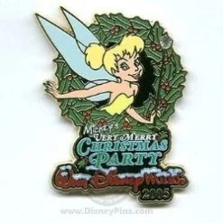 Disney Christmas Party Pin - Tinker Bell In Wreath