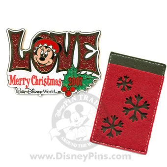 Disney Merry Christmas Pin - LOVE Minnie Mouse Card Holder 1 Disney Merry Christmas Pin - LOVE Minnie Mouse Card Holder