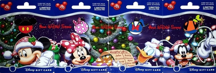Disney Christmas Pin - Gift Card Limited - Character Ornament SET 1 Disney Christmas Pin - Gift Card Limited - Character Ornament SET