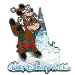 Disney Christmas Pin - Mickey And Reindeer With Cinderella Castle