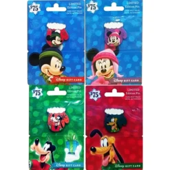 Disney Gift Card & Pin Happy Holidays 2016 Christmas Mittens Set Of 4