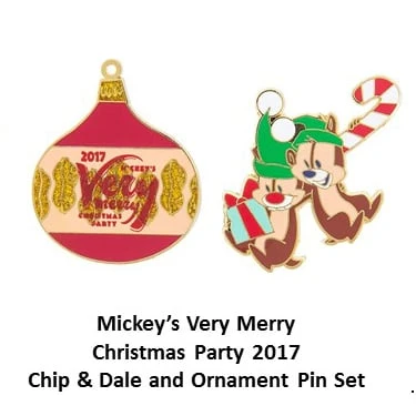 Disney Very Merry Christmas Party Pin Set - 2017 Chip Dale 1 Disney Very Merry Christmas Party Pin Set - 2017 Chip Dale