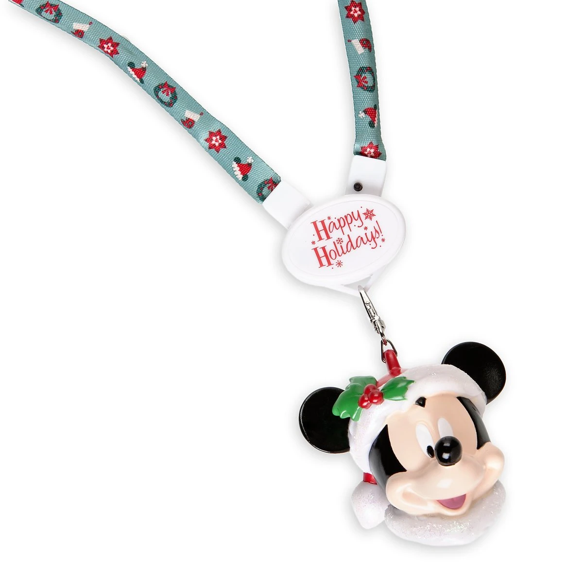 Disney Holiday Lanyard - Christmas Light-Up Santa Mickey - Green 2 Disney Holiday Lanyard - Christmas Light-Up Santa Mickey - Green - Image 2