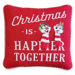 Disney Throw Pillow - Chip 'n Dale Christmas Is Happier
