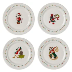 Disney Plate Set - 2022 Mickey And Friends Vintage Christmas 8''
